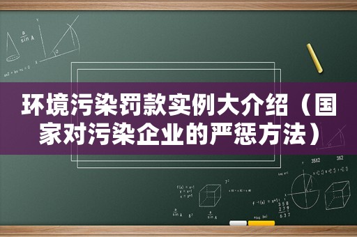 環(huán)境污染罰款實例大介紹（國家對污染企業(yè)的嚴(yán)懲方法）