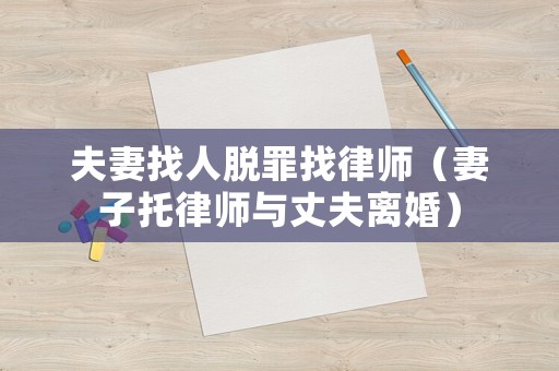 夫妻找人脫罪找律師（妻子托律師與丈夫離婚）