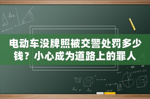 電動車沒牌照被交警處罰多少錢？小心成為道路上的罪人