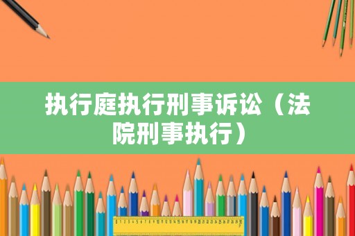 執(zhí)行庭執(zhí)行刑事訴訟（法院刑事執(zhí)行）