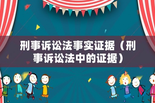 刑事訴訟法事實證據（刑事訴訟法中的證據）