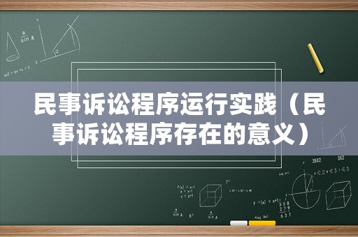 民事訴訟程序運行實踐（民事訴訟程序存在的意義）