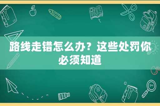 路線走錯怎么辦？這些處罰你必須知道