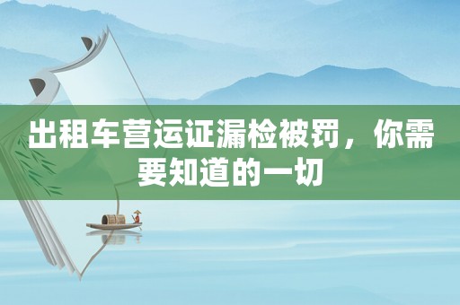 出租車營運證漏檢被罰，你需要知道的一切