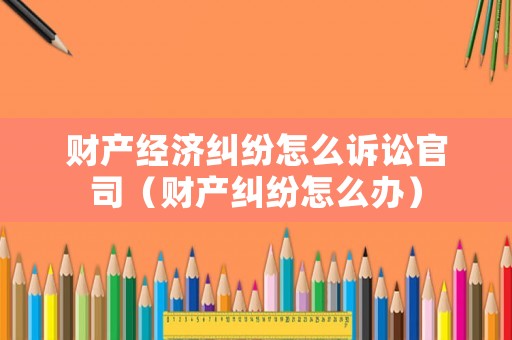財產經濟糾紛怎么訴訟官司（財產糾紛怎么辦）