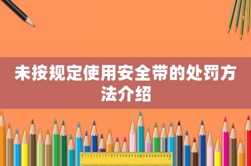 未按規定使用安全帶的處罰方法介紹