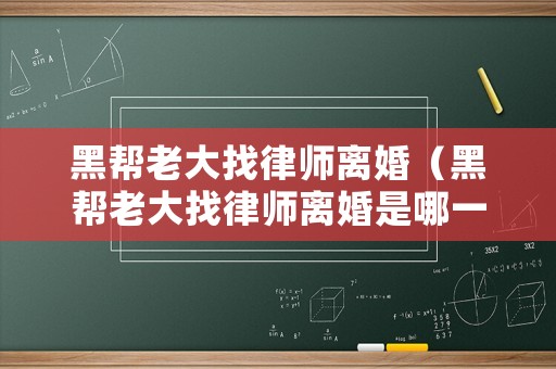 黑幫老大找律師離婚（黑幫老大找律師離婚是哪一集）