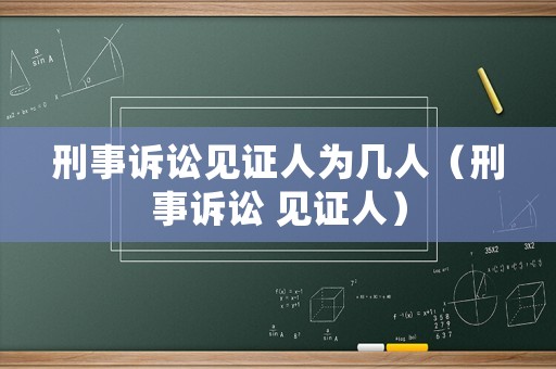 刑事訴訟見證人為幾人（刑事訴訟 見證人）
