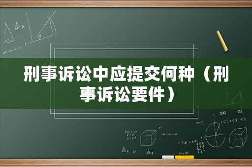 刑事訴訟中應提交何種（刑事訴訟要件）
