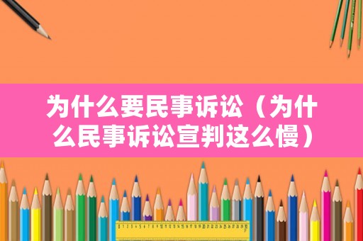 為什么要民事訴訟（為什么民事訴訟宣判這么慢）
