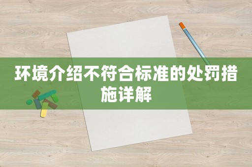 環(huán)境介紹不符合標(biāo)準(zhǔn)的處罰措施詳解