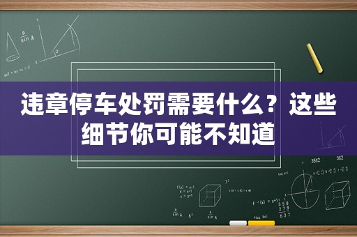 違章停車處罰需要什么？這些細(xì)節(jié)你可能不知道