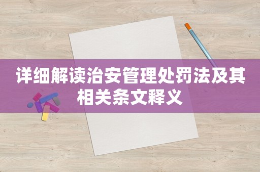 詳細解讀治安管理處罰法及其相關條文釋義