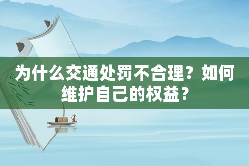 為什么交通處罰不合理？如何維護自己的權益？
