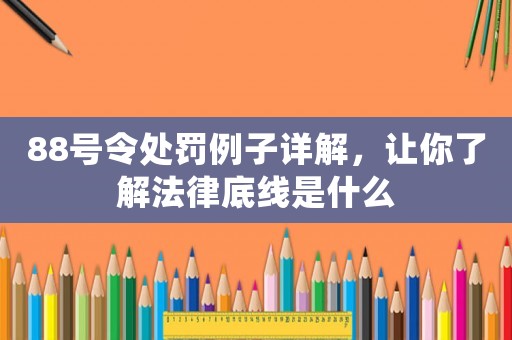88號令處罰例子詳解，讓你了解法律底線是什么