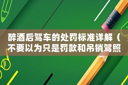 醉酒后駕車的處罰標(biāo)準(zhǔn)詳解（不要以為只是罰款和吊銷駕照）