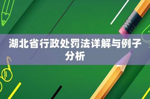 湖北省行政處罰法詳解與例子分析