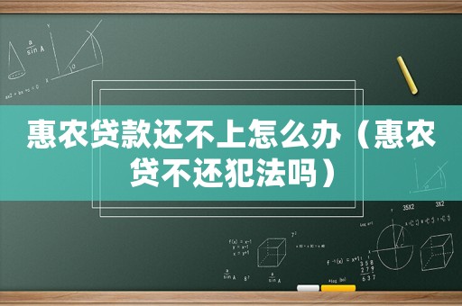 惠農貸款還不上怎么辦（惠農貸不還犯法嗎）