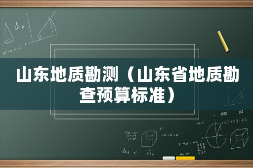 山東地質勘測（山東省地質勘查預算標準）