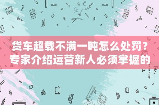 貨車超載不滿一噸怎么處罰？專家介紹運營新人必須掌握的10個高效方法