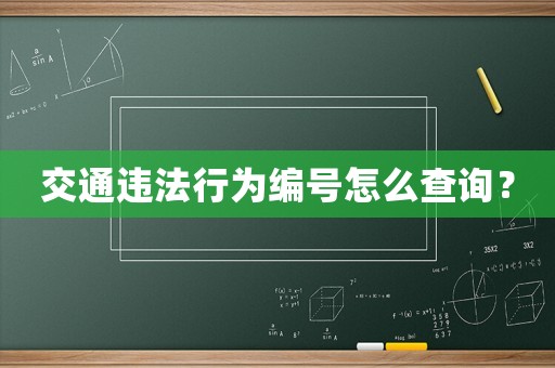 交通違法行為編號怎么查詢？