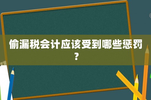 偷漏稅會計應該受到哪些懲罰？