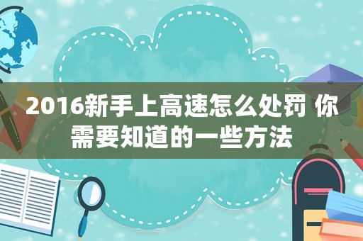 2016新手上高速怎么處罰 你需要知道的一些方法
