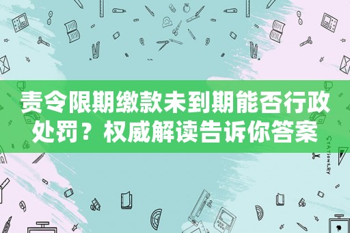 責令限期繳款未到期能否行政處罰？權威解讀告訴你答案