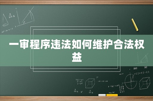 一審程序違法如何維護合法權益