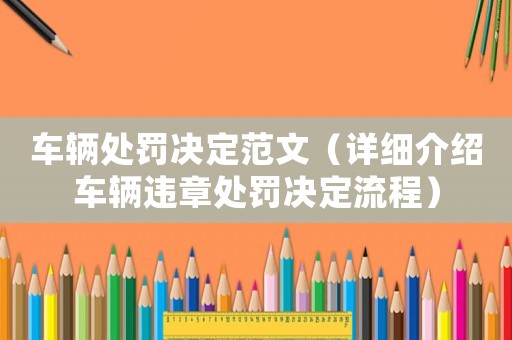 車輛處罰決定范文（詳細介紹車輛違章處罰決定流程）