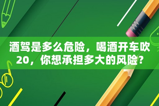 酒駕是多么危險(xiǎn)，喝酒開車吹20，你想承擔(dān)多大的風(fēng)險(xiǎn)？