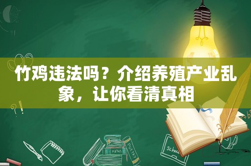 竹雞違法嗎？介紹養殖產業亂象，讓你看清真相