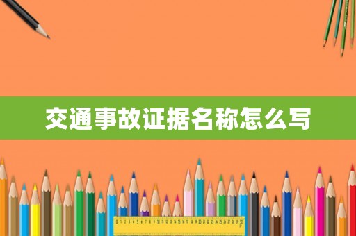 交通事故證據名稱怎么寫