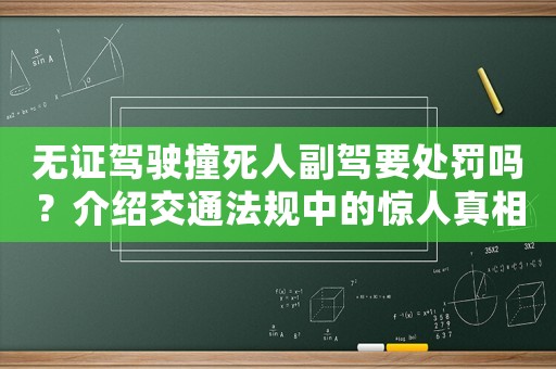 無證駕駛撞死人副駕要處罰嗎？介紹交通法規中的驚人真相
